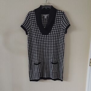 Style & Co Black and White Houndstooth Dress